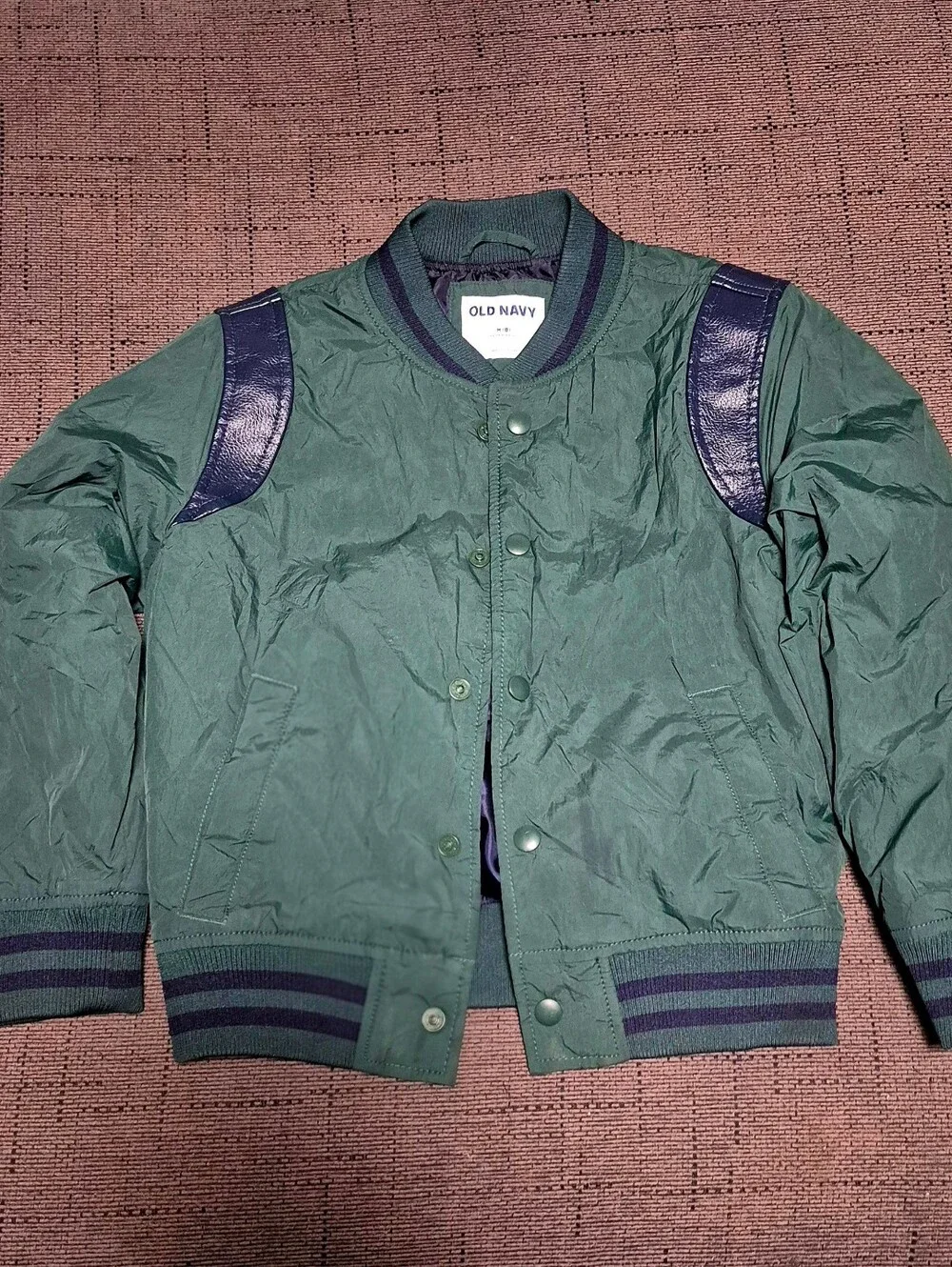 Old Navy Green Bomber Jacket with Navy Shoulder Panels